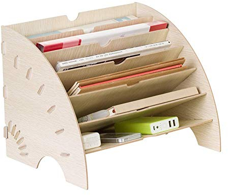 Schreibtisch-Organizer aus Holz, DIY-Holz, handgefertigt, Schreibtisch-Organizer, Büro, Schulbedarf, Schreibtischzubehör, Organizer, 7 Ebenen, Aktenablage