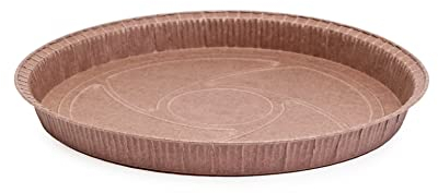 Ecopack stampi rotondi carta monouso per crostate, torte e quiche in carta antiaderente, adatti al forno max a 220°C, misure cm 22x2,5, 50 pezzi