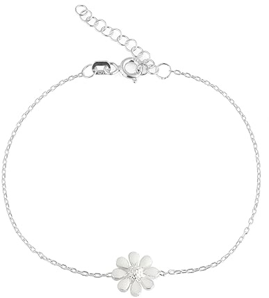 Einzelstück® Armband Daisy mit Gänseblümchen I Armkette 925 Sterling Silber 18K vergoldet I Antiallergen & Nickelfrei