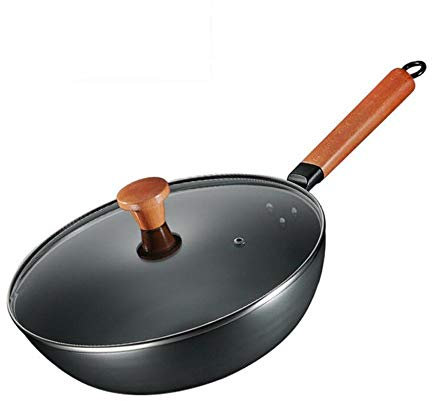 ZAANU Olla de Hierro Wok, Cocina Antiadherente sin Revestimiento para el hogar, Estufa de Gas Universal de 32cm