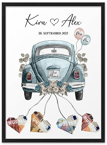 AUTO EUKALYPTUS PERSONALISIERTES GELDGESCHENK HOCHZEIT | ABOUKI Kunstdruck | Hochzeitsgeschenk Bilderrahmen Hochzeit Geldgeschenk Hochzeit Bilderrahmen Hochzeitsgeschenk Bilderrahmen | Mint