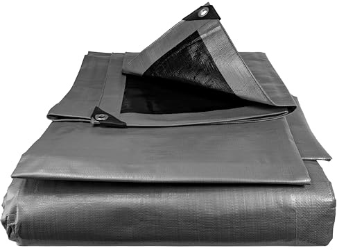 Tough heavy duty 260gsm waterproof tarpaulin/cover up tarp/garden dry storage sheeting,builders sheet,garden +camping ((4m x 4m)