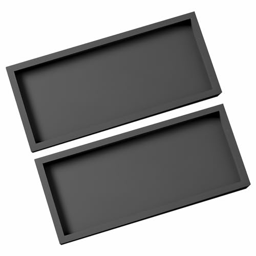 2 Stück Badezimmer Tablett, Schminktisch Tablett Organizer Schwarzes Rechteckiges Tablett Badezimmer Aufbewahrungstablett Organizer für Arbeitsplatte, Küchenspüle, Waschtisch