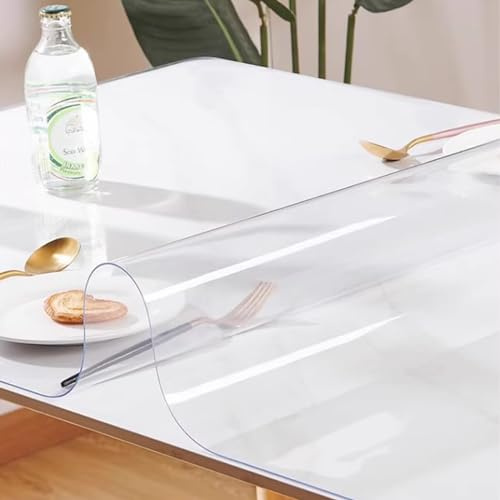 Zhaomi Copertura Protettiva per Tovaglia in PVC Trasparente,Pellicola Protettiva per Tavolo Impermeabile in Vetro di Plastica Morbida Spessa 1mm,Adatta per Tappetini per Ufficio (50x110cm/20x43in)