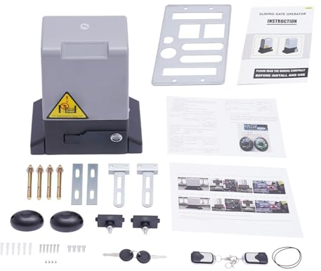 750W Schiebetorantrieb Torantrieb bis 1600KG Automatischer Schiebetoröffner mit 2 Fernbedienungen Sliding Gate Opener mit Automatischer Türöffnermotor Zahnstange für Hoftor