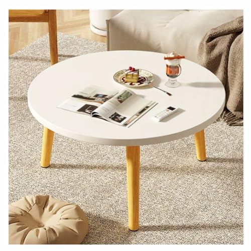 JHAISMAO Rund Modern Massivholz Esstisch Weiß Klein Küche Tisch Nordischer Stil Büro Besprechungstisch Freizeit Couchtisch(Size:60X60X30CM)