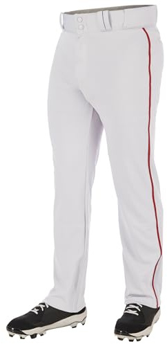 CHAMPRO Jungen Triple Crown 2.0 Open Bottom Baseball Pants with Braid Hose, White, Scarlet, Large