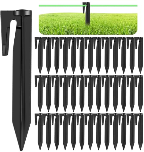 GROFIS 100 Pièces Piquet Fil Robot Tondeuse, Piquets de Fixation en Plastique Robuste, Crochet Accessoires pour Câbles Périphériques Tondeuse Robot, Compatible Husqvarna Gardena Worx Bosch