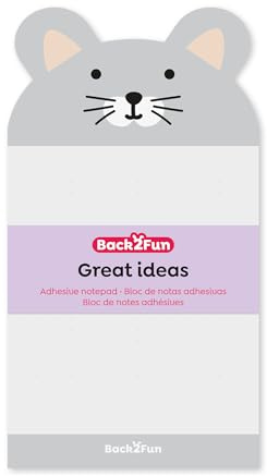 Back2Fun Haftnotizblock, Größe 90 x 165 mm, Papier 90 g/m², Schulmaterial, Haftblock, 60 Blatt, schönes Schreibwaren, Design Maus