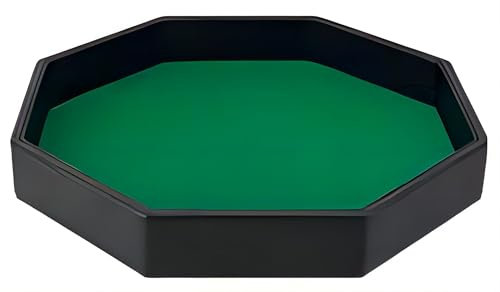 Würfeltablett aus Leder, 29,1 cm, mit Filz ausgekleidetes achteckiges PU-Leder-Würfeltablett (grün)