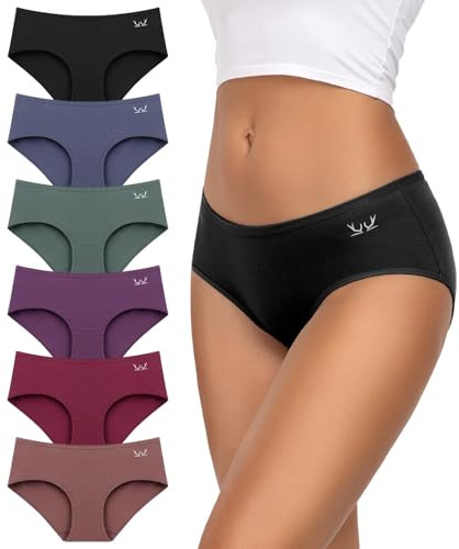 Culotte Femme Coton Taille Moyenne – Lavable Machine, Résistante – Lot de 6,XS