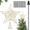 Punta de árbol de Navidad, estrella con soporte, punta de árbol de Navidad para árbol de Navidad, decoración rústica para Navidad, Acción de Gracias, Año Nuevo, decoraciones de vacaciones