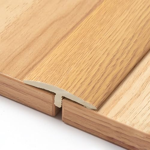Raouoae Übergangsleiste Übergangsprofil PVC-T-Formleisten Selbstklebender Bodenübergangsleisten Für Flache Spaltabdeckung Für Übergänge Von Holzplatten Zu Fliesen(Eichenfarbe,2 * 100cm)