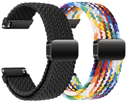 KUBFDL klockarmband i nylon 22 mm 20 mm 18 mm elastiskt armband med magnetiskt spänne för damer herrar snabbkoppling smartwatch ersättningsarmband justerbart andningsbart sportklockarmband, 20mm