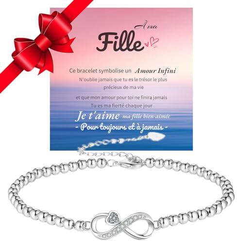 Jbniuay Bracelet femme - Cadeaux pour femmes infinity-coeur Bracelet boule Bracelet femme argent 925- Infinity coeurs-Cadeaux pour femmes/femmes/maman/fille (Cadeau femme)