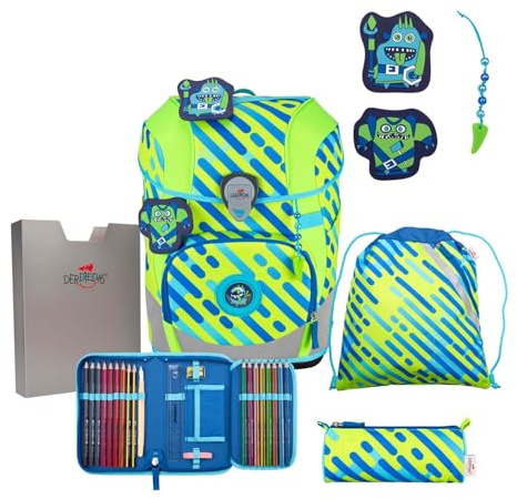 DerDieDas Schulranzen Set 5-TLG. ErgoFlex Tiny NEON Monster