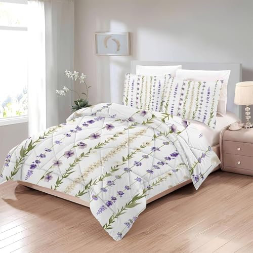 TMMDH Bettdecke 200x220 Ohne Bezug Nutzbar, Blütenblätter Bettdecken Waschbar Ganzjahresdecke Retro Stil 4 Jahreszeiten Steppdecke, Bettzeug Microfaser mit 2 Kissenbezug für Sommer Winter Doppelbett
