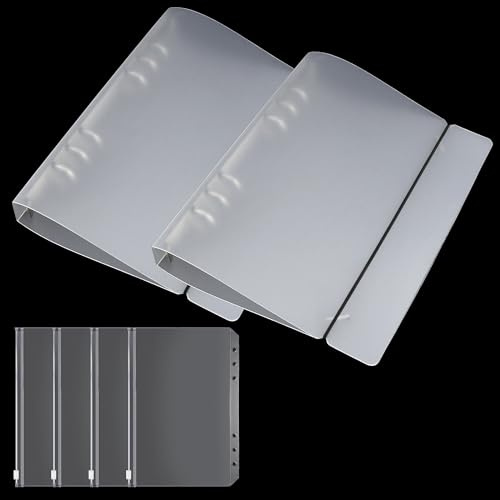 Copertina per Raccoglitore A5,2 Pezzi Raccoglitore ad Anelli A5 Trasparenti in Plastica con 4 Pezzi Tasche Raccoglitore a 6 Fori Budget Planner