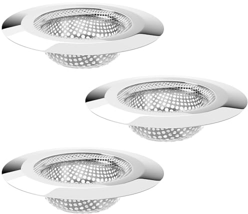 Bathtub Sink Strainer, Stainless Steel Shower Bathtub Drain Hair Catcher, Bathroom Sink Drain Strainer, 3 Pack