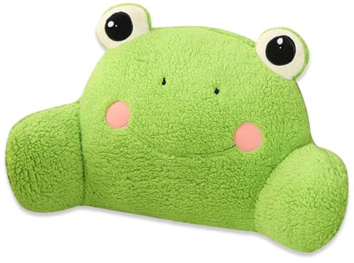 KYEQATY Reading Pillow for Bed 24x12 Cute Cuddle Cushion Cartoon Frog Back Support Pillow with Removable Cover Multifunctional Cuddle Pillow Soft Reading Pillow for Home Office Car Use