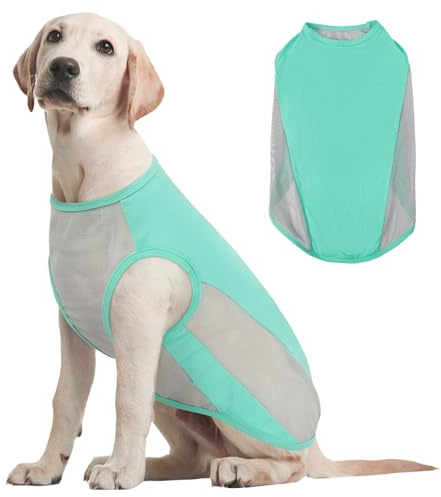 Kuoser Kühlweste Hund, L Hundekühlweste Sommer, UV-Schutz Shirt, Atmungsaktive Kühljacke, Leichte Sonnenschutz-Bekleidung, Insektenschutz für Outdoor, Must-Have für heiße Tage, Blau