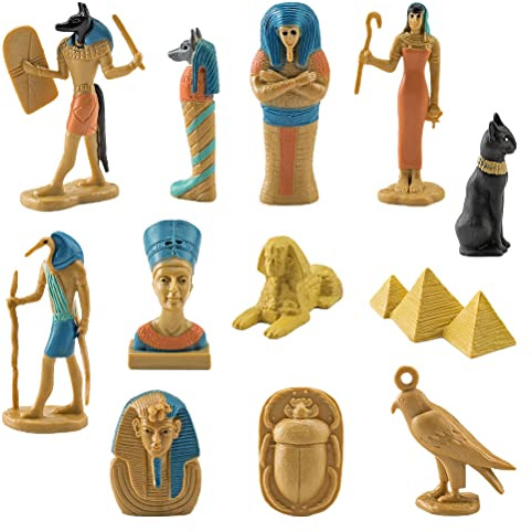 BAFOVY 12 Pezzi Antichi Figurine in Egitto Set Statue in Miniatura in PVC, Ornamenti per gli Eroi Egiziani, Boost per la Casa e L'ufficio, con un Bell'aspetto (BL-1136 Antico Egitto)
