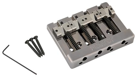 Fender HiMass 4-Saiten-Bassbrücke mit Messing-Sätteln, Schwarz Chrom