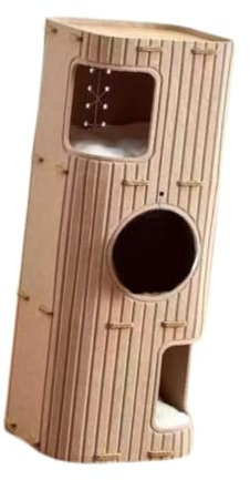 FytStycale Casa para Gatos con Poste rascador y área de Descanso Interior, MarrÓn