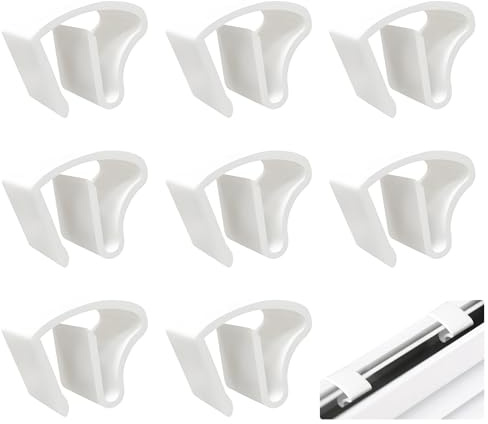 8 Stück Klemmfix Halterung,Klemmträger Für Jalousien,Klemmträger,Klemmhalter,Klemmhalter Für Rollos,Montage Ohne Schrauben Und Bohren,Kunststoff(Weiß)