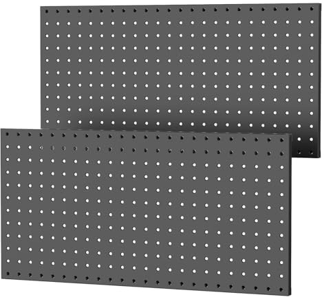 Lot de 2 panneaux muraux en métal robuste pour garage, étagère de rangement d'outils et organisateur d'outils pour salle de bricolage