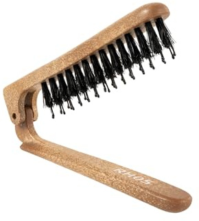 RHOS Boar Bristle Foldable Hair Brush, Portable Edge Brush, Lipstick-sized Slick Back Brush for On-the-go and Traveling Purpose