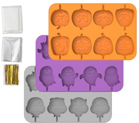 Moule de lollipop - 16,5x10.6x1,2 cm, moules de sucette d'Halloween en silicone, matériau de haute qualité | Moules de bonbons créatifs d'Halloween avec diverses fonctions, moule à bonbons pour les fr