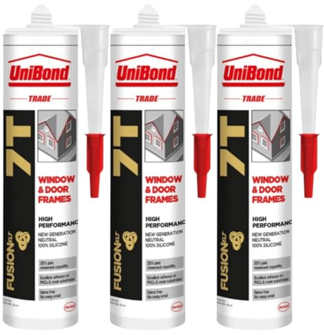 Silikon für Fenster, Türen & Co. Dichtstoff für Innen & Außen in Cremefarben (3 x 300ml)