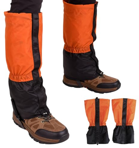 Gamaschen Wasserdicht, 1 Paar Outdoor Oxford Beingamaschen, Schutz Vor Schnee/Regen/Insekten,für Outdoor Wandern, Skifahren, Klettern (Orange)