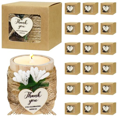 16er Set Holz Teelichter für Hochzeit Babyparty Gastgeschenke
