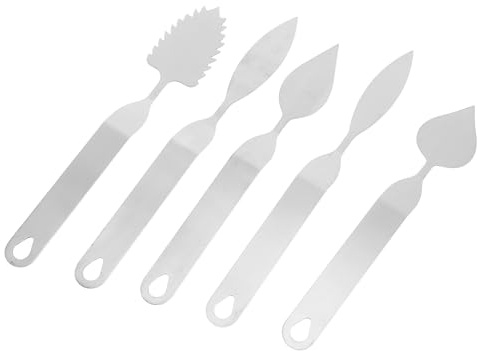 iplusmile 5 pièces Lot Couteaux à Chocolat Inox pour Décoration Gâteau Mousse Moules Petites et Grandes Spatules Ergonomiques pour Pâtisserie
