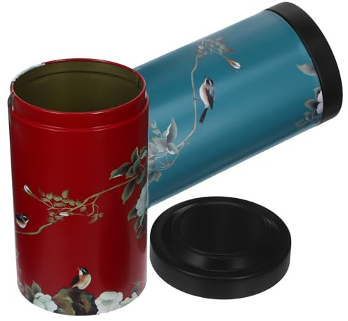 DOITOOL 2 Stück Pack Teedosen aus Weißblech mit Deckel Verschließbar Kompakt Traditionelle Chinesische Muster Langlebige Aufbewahrungsdosen für Losen Tee und Gewürze
