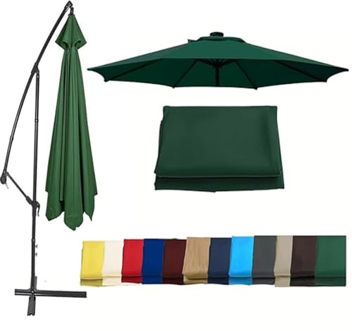 Tettoia di ricambio per ombrellone da terrazza, impermeabile e resistente ai raggi UV, tessuto verde, design a 6 stecche, perfetta per protezione solare esterna e uso in giardino.