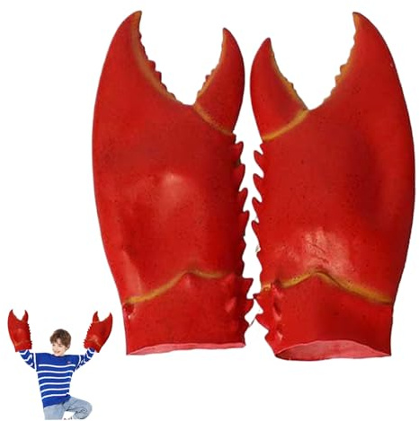 Porgeel Crab Claws Gloves 1 Pair Natural Latex Funny Lobster Claws 14.17x7.87 Inch Giant Cosplay Gloves Crab Costume for Halloween Props