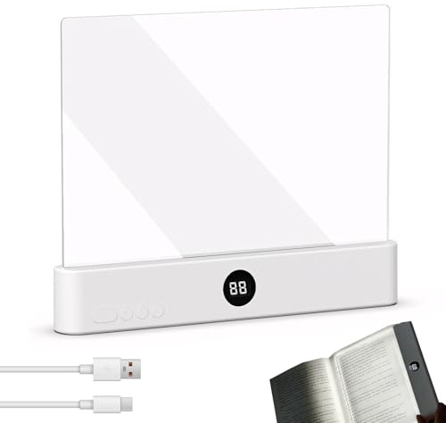 Leselampe Buch, Smart LED Book Light, Tragbare Flaches Buchlicht, Augenschutz Leselicht mit 3 Farben und Timer, Dimmbare Buchlampe USB Wiederaufladbare Buch Lampe für Nachtlesen ins Bett (Weiß)