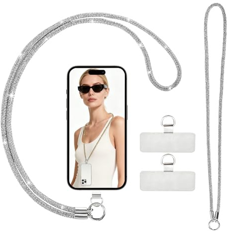 Aevorant 2 Pièces Dragonne Telephone Portable, Chaine Telephone Portable Éclatant Design à Strass, Cordon Telephone Portable Adapté à la Plupart des Téléphones Portables