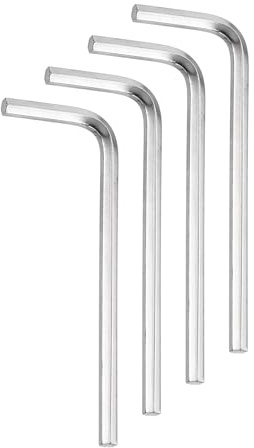 QUARKZMAN 4 Piezas Llave Hexagonal 1/8 Acero 45# En Forma De L Plateado