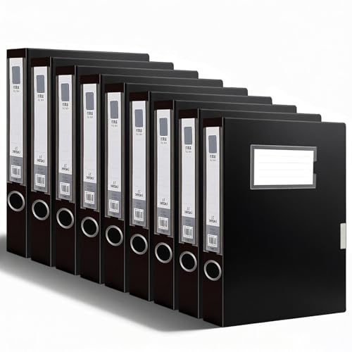 10 PCS Box Files A4, 75mm Filing Boxes Spine Document Box Foolscap Folders Plastic Deep Box Folders for Paperwork A4 Office Stationery School Black