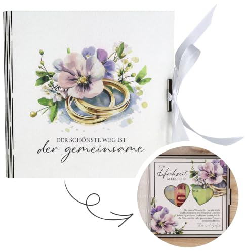 ZUKLA Verpackung für Geldgeschenke zur Hochzeit - Geschenkset Geschenkbox 16 x 16 x 2 cm - Hochzeitsgeschenk für das Brautpaar - Schatulle