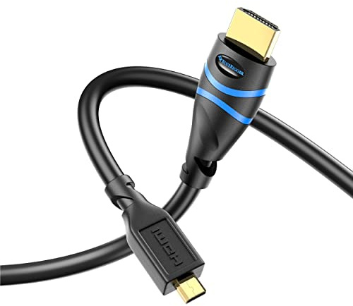 BlueRigger Micro HDMI to HDMI Cable (2M, 4K 60Hz, HDR, High Speed, Ethernet) - Compatible with GoPro Hero 7/6/5/4, Raspberry Pi 4, Sony A6000/A6300 Camera, Nikon B500, Lenovo Yoga 3 Pro, Yoga 711