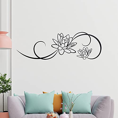 Blume - Linien Wandtattoo in 6 Größen - Wandaufkleber Wall Sticker - Dekoration, Küche, Wohnzimmer, Schlafzimmer, Badezimmer