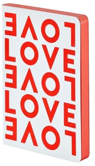 Nuuna Notizbuch A6 Graphic S - Love, Leder weiß | Dotted Journal | 2.5 mm Mini-Punktraster Grau | 176 nummerierte Seiten | 120 g Premium-Papier | made in Germany