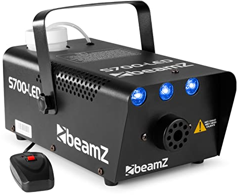Beamz S700-LED Machine à Fumée avec LED Effet Glace, 700 Watts, 3x LED Bleu, 75m3 de Fumée par Minute, Réservoir de 250ml, Télécommande Filaire, Idéal pour Soirée, Animation et Mariage