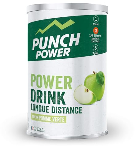 PUNCH POWER - Boisson Longue Distance - Pomme Verte - Pot 500 g - Energie Longue Durée - Glucides - BCAA - Vitamines - Electrolytes - Antioxydant - Marque Française