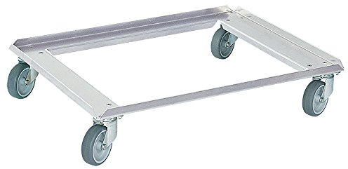 BRB Transportroller für Stapelbehälter 800x600 mm, aus Aluminium, Tragkraft 250 kg, grauen Gummirädern